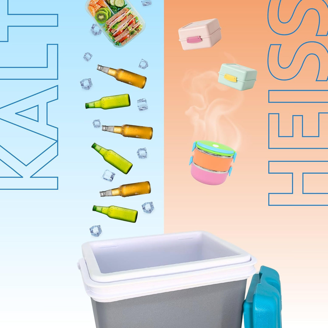 Kühlbox 15L Kompakt Passiv – Eisbox ohne Strom, Tragbare Kühltasche für Camping, Picknick & Strand,
