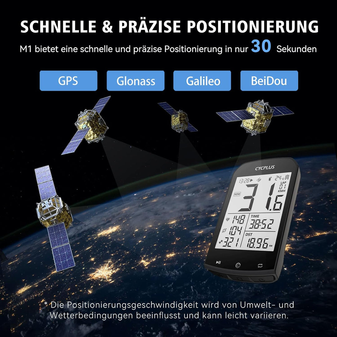 CYCPLUS GPS Fahrradcomputer Kabellos, wasserdichte Fahrrad Tachometer und Kilometerzähler, ANT+ Drah