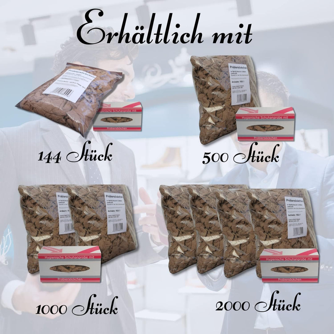 Bentini Probiersocken | Probierstrümpfe | Unisex | Onesize | 500 Stück mit Spenderbox| 20 den/ 22 dt