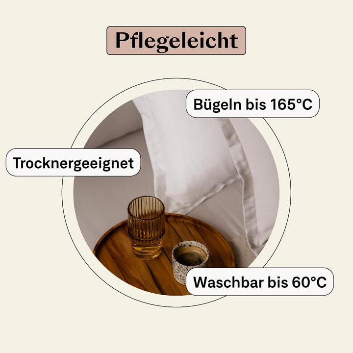 Amqua Mako Satin Kissenbezug 2er Set Kissenbezüge 40x80 cm, 100% ägyptische Baumwolle (Zertifiziert)
