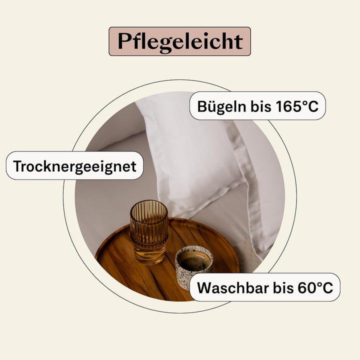 Amqua Mako Satin Kissenbezug 2er Set Kissenbezüge 40x80 cm, 100% ägyptische Baumwolle (Zertifiziert)