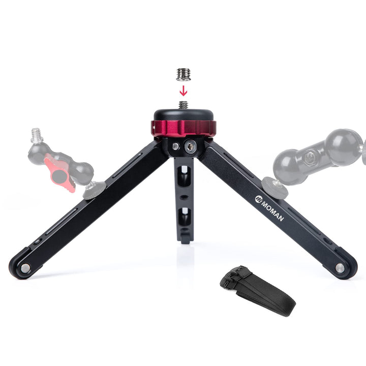 Mini Tripod Moman TR01 Small Stativ Tischstativ Klein Kamerastativ CNC Aluminium 1/4 3/8 Schraubbefe