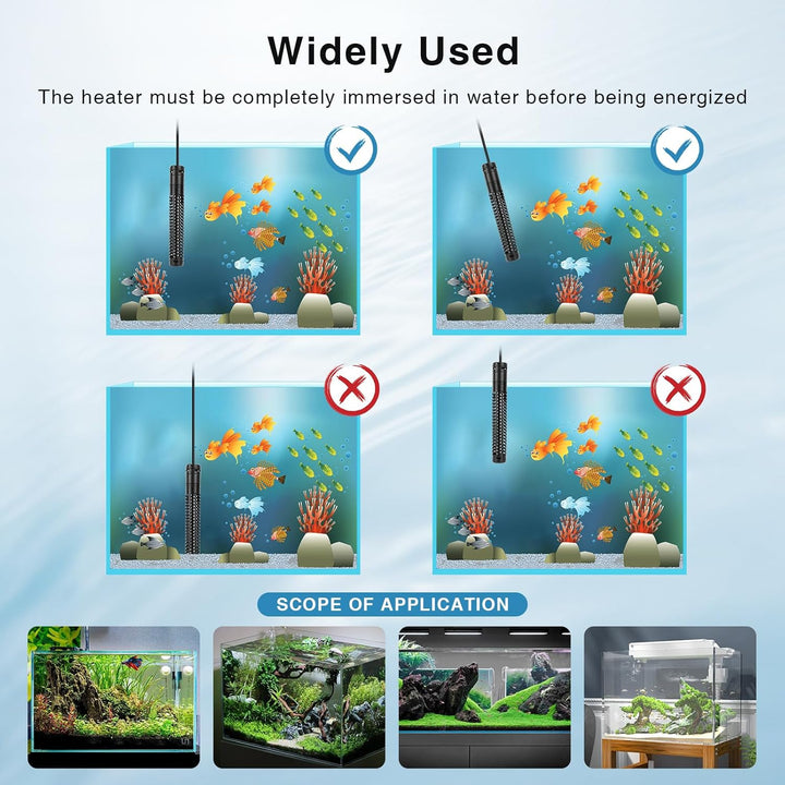 AQQA Aquarium Heizung, 300W/500W/800W/1000W/1200W Tauchheizung für Aquarien mit LED-Digitalanzeige &