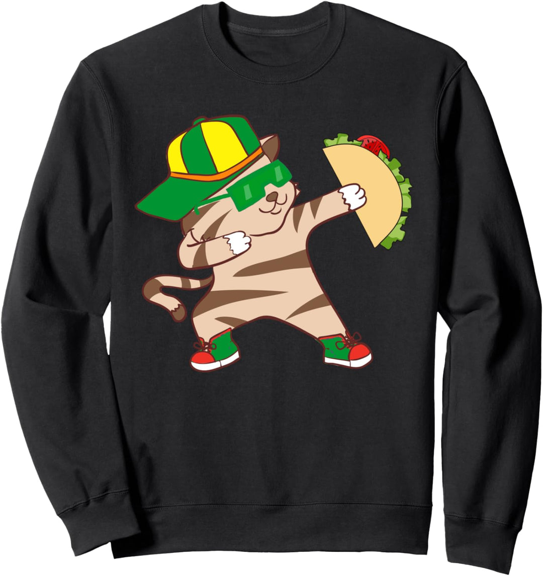 Tacocat Dabbing Taco Cat with Mexican Food Wide Cap Kitten Sweatshirt