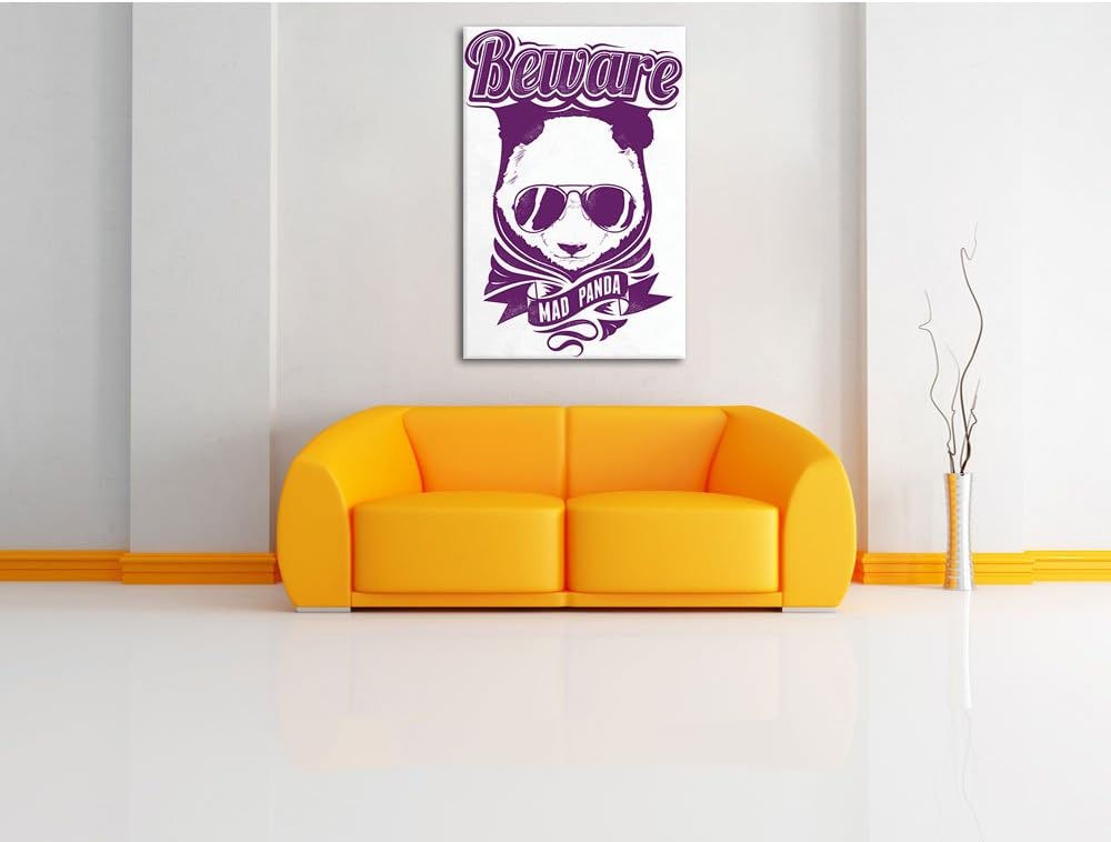 Pixxprint Mad Panda White Bild auf Leinwand, XXL riesige Bilder fertig gerahmt mit Keilrahmen, Kunst