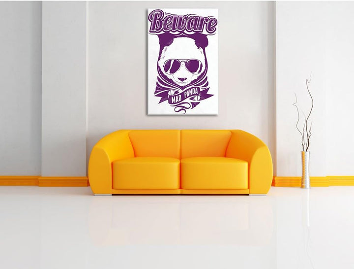 Pixxprint Mad Panda White Bild auf Leinwand, XXL riesige Bilder fertig gerahmt mit Keilrahmen, Kunst