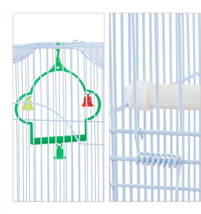 Relaxdays Vogelkäfig mit Zubehör, HBT: 49,5 x 35 x 32 cm, Käfig für Wellensittiche & Kanarienvögel,