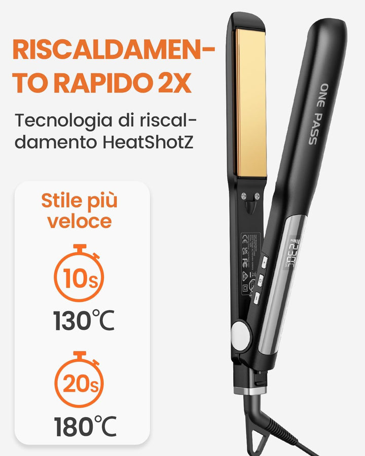 Faszin Professioneller Haarglätter 2-in-1, Ionen-Platten aus Titan, Heizung in nur 20 Sekunden, klar