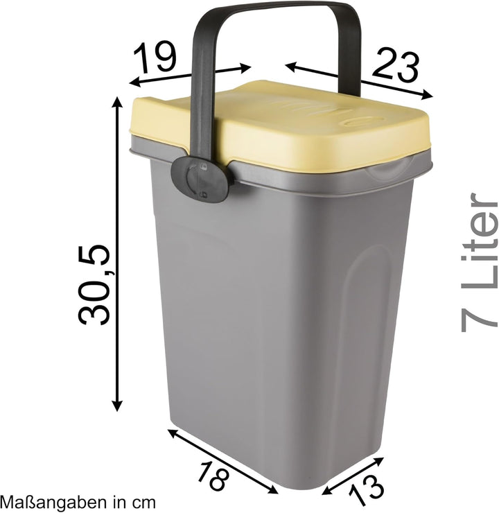 4x 7 Liter Windeleimer Geruchsdicht Blau Gelb Grün Weiss, Biomülleimer Küche, Bio Mülleimer Klein ve