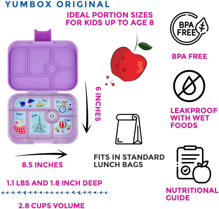 Yumbox Original M Lunchbox - Brotdose 6 Fächer, mittelgross | Bento Box für Kindergarten Kinder, Sch