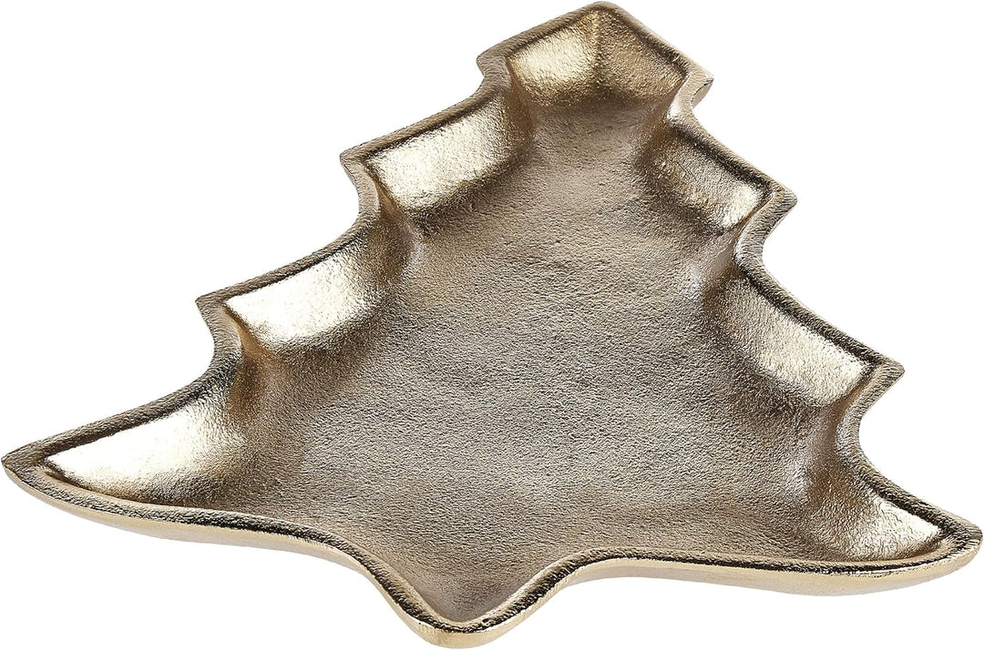 Dekoschale Aluminium gold Weihnachtsbaum 2er Set Dekotablett Dekoration Durian