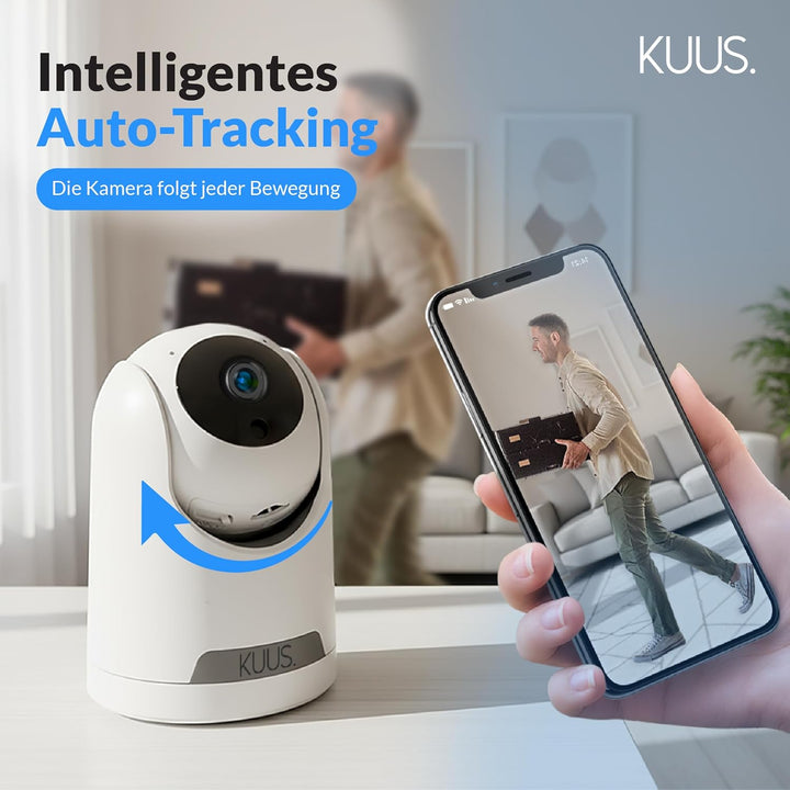 KUUS. BC1 – Überwachungskamera innen mit aufzeichnung, Videoüberwachung, 360 Grad Kamera, WLAN, Über