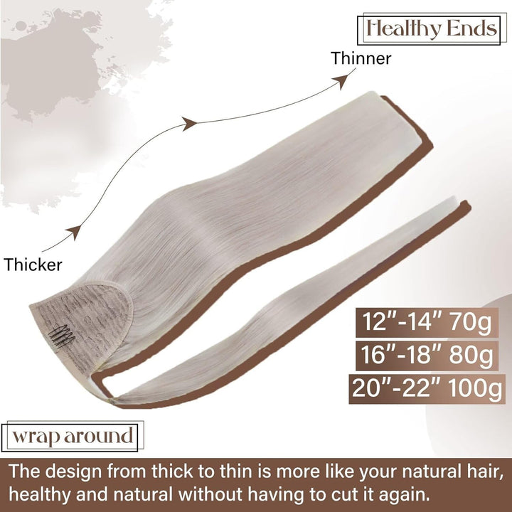 Hetto Extensions Echthaar Zopf Platinblond 40cm 80g - Zopfverlängerung mit Hoher Frisur-Stabilität,