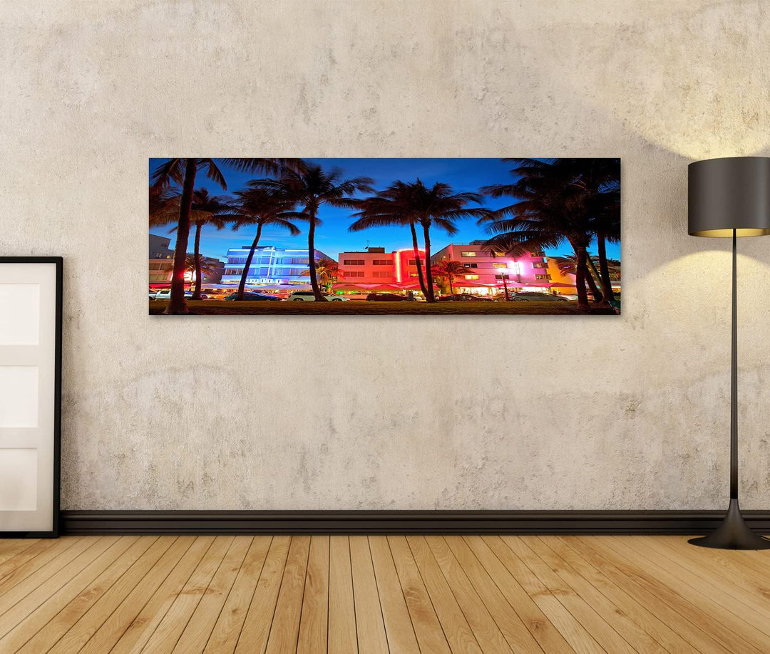 islandburner Bild auf Leinwand Miami Beach Florida Hotels Restaurants Sunset Ocean Drive Nachtleben