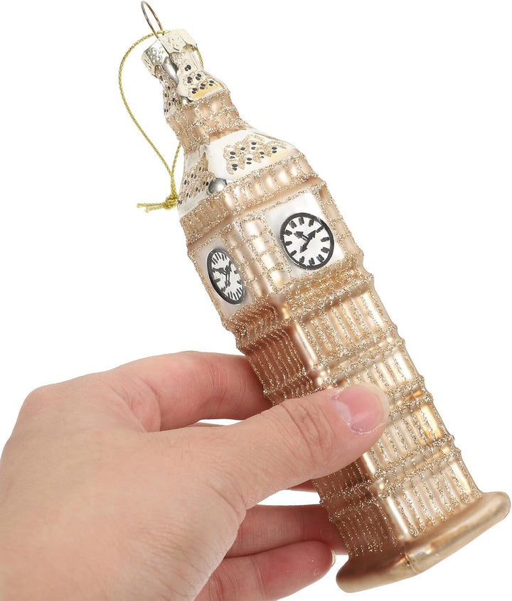 TOYANDONA Weihnachtliche Grosse Uhr Glasfigur Dekorativer London Turm Baumschmuck Kreative Hängende