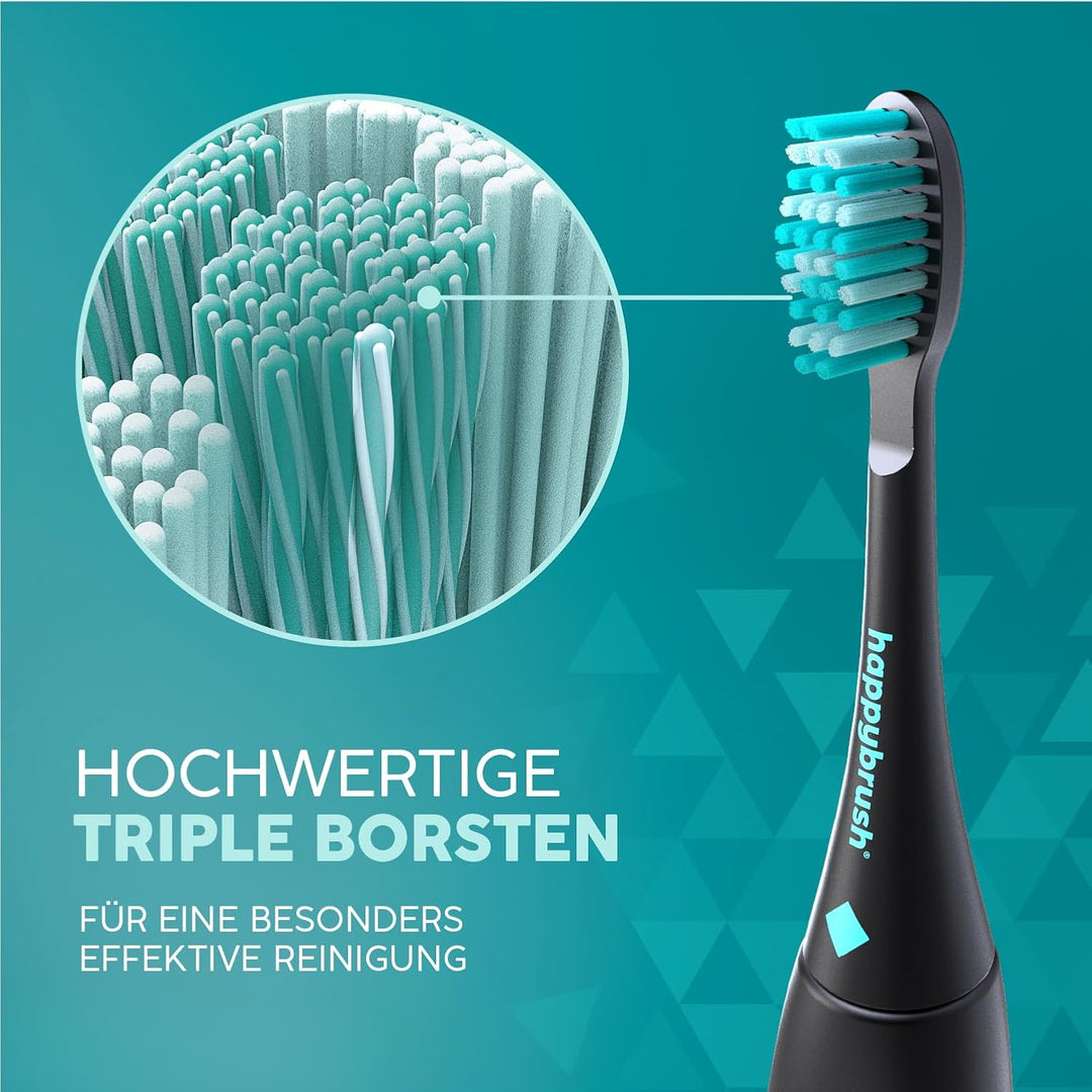 happybrush® Nachhaltige Aufsteckbürsten für elektrische Schall-Zahnbürste Eco VIBE 3 - Schwarz/Mint