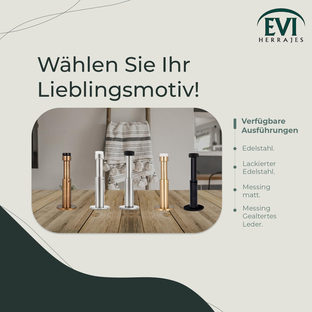 EVI HERRAJES Verstellbarer Türstopper aus Messing, Dual-Installation (Messing Antik-leder), Messing