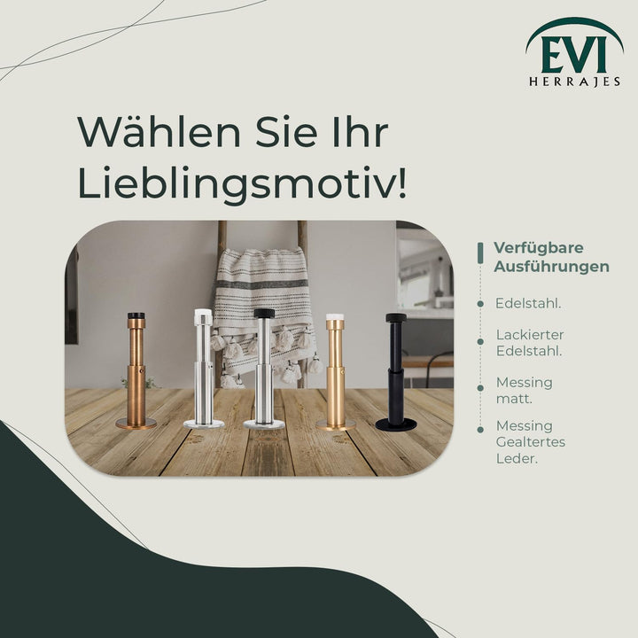 EVI HERRAJES Verstellbarer Türstopper aus Messing, Dual-Installation (Messing Antik-leder), Messing