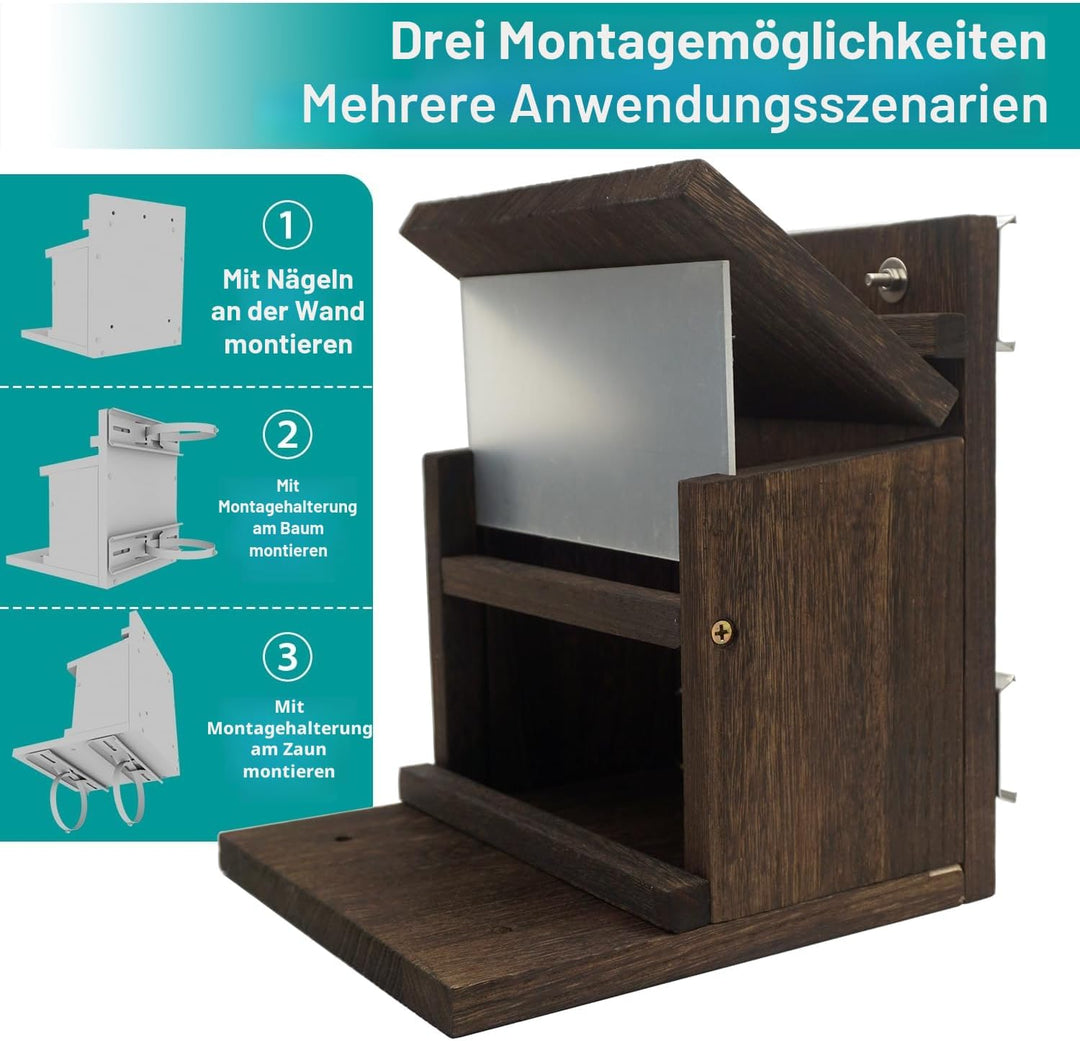 Eichhörnchen Futterhaus aus Holz Futterstation mit grosser Kapazität, Fütterungsbehälter mit Montage