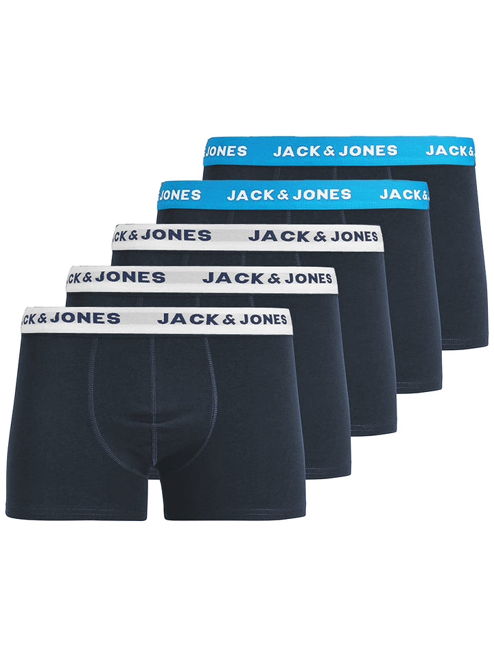 JACK & JONES Male Trunks 5er-Pack Herrenunterwäsche in Grösse XS–XXL M Blau (Blue Heaven/Detail: Blu