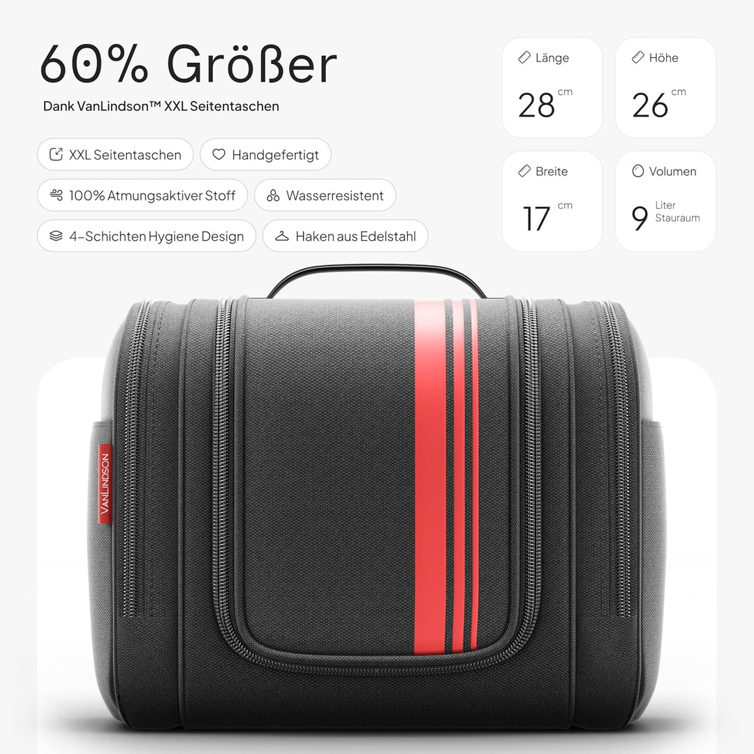 Kulturbeutel XXL [9 Liter Stauraum, Design 2025] - Kulturtasche, Kosmetiktasche Gross zum Aufhängen,