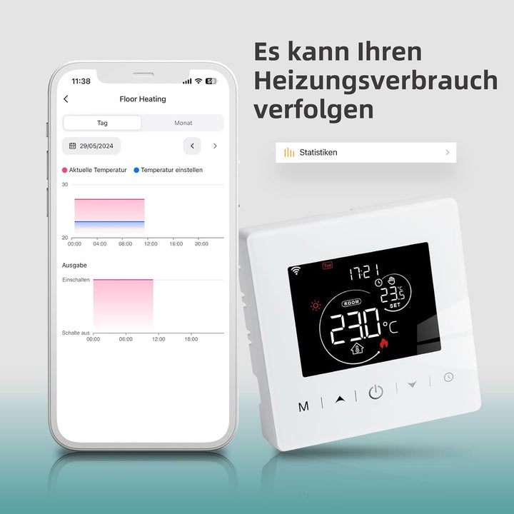 Beok WiFi Thermostat Für Gaskessel, Tuya Smart Raumthermostat Thermostate Heizung Digital LCD-Anzeig