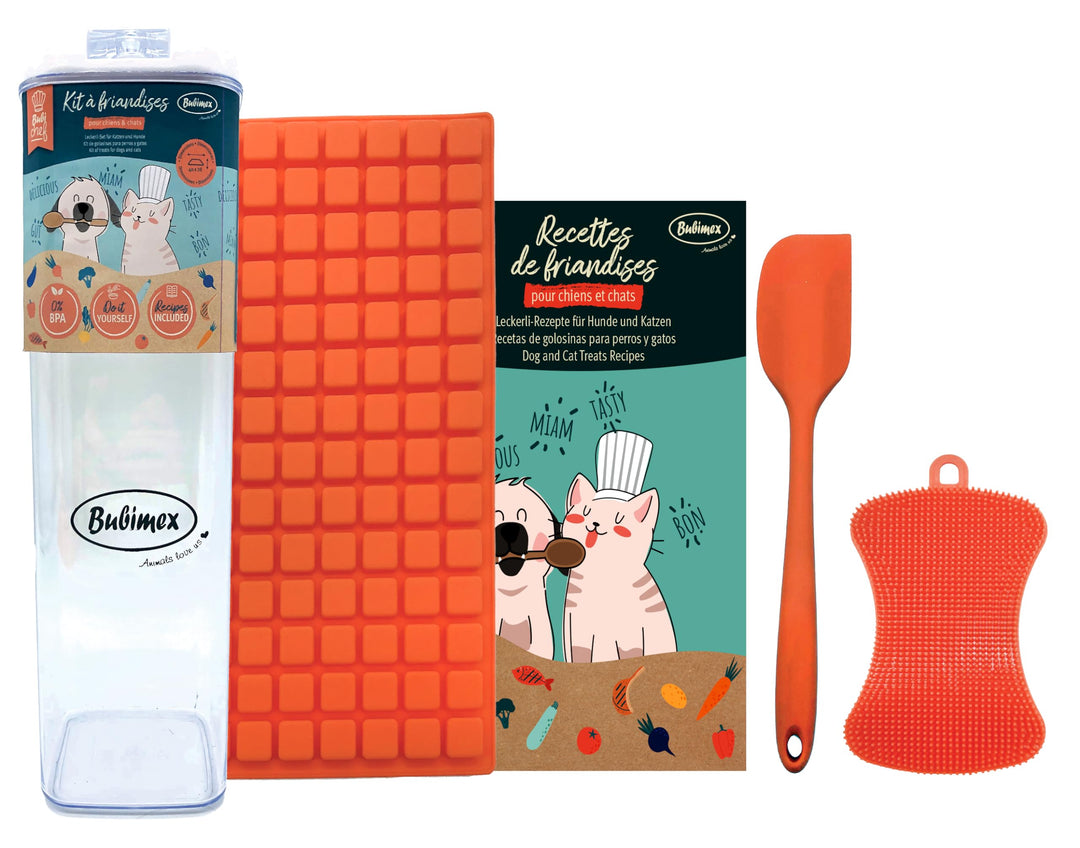 BUBIMEX - Leckerli-Set in quadratischer Form für Hunde und Katzen mit Backmatte, 30,5 x 9 x 9 cm – D