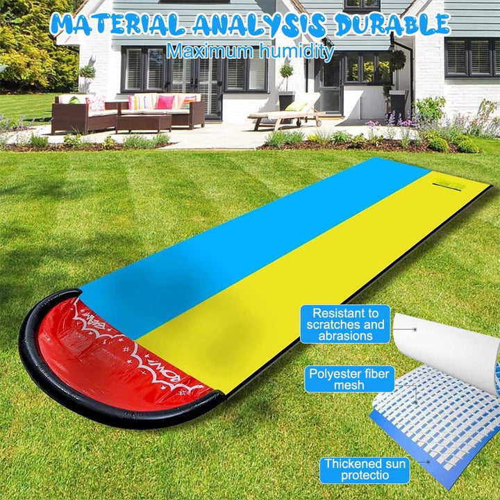 Wasserrutsche Garten, 6,1 * 1,4M Doppel Wasserrutschmatte, Wasserspielzeug Outdoor mit 2 Surfboard,