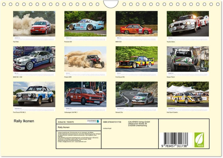 Rally Ikonen (Wandkalender 2026 DIN A4 quer), CALVENDO Monatskalender: Autos die Rallygeschichte sch