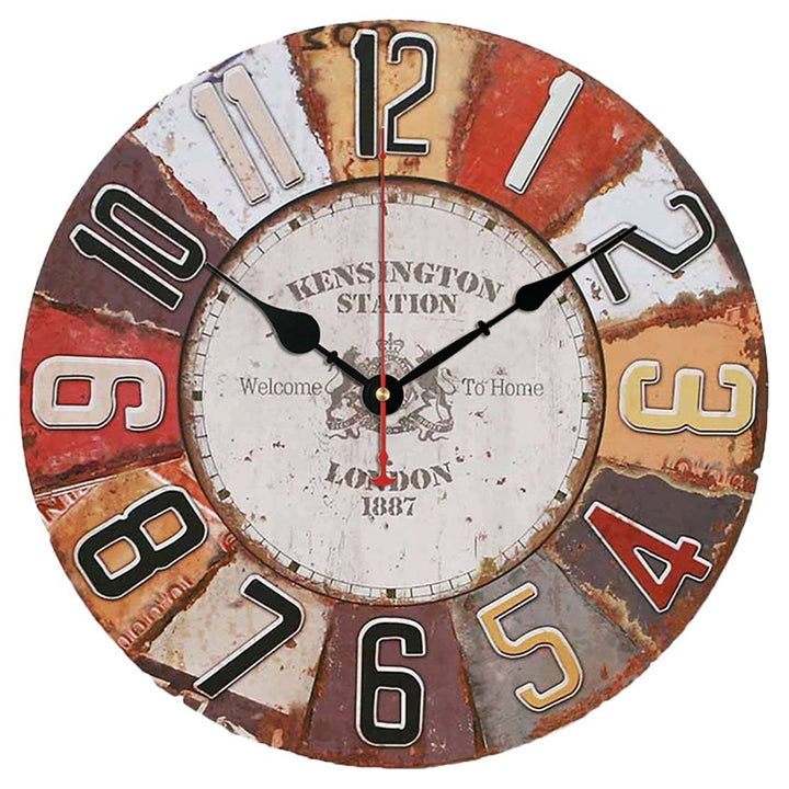 Wanduhr küchenuhr Vintage Shabby CHIC Antik Nostalgie Rustikale Quarzuhr aus MDF mit lautlosem Uhrwe