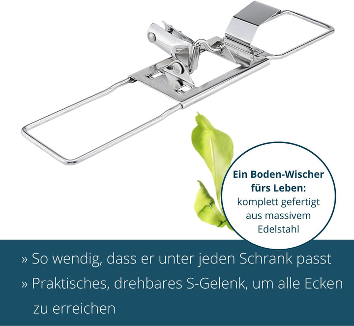 Ha-Ra Bodenexpress 42cm aus Edelstahl mit Aluminium-Stiel I robuster Boden-Wischer zur Reinigung für