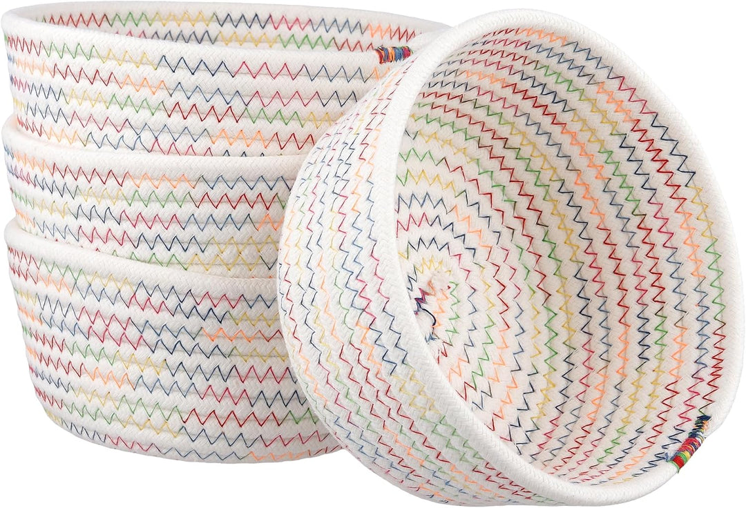 4er Set Aufbewahrungskorb Baumwollseil Geflochten, Gross und Kleine Geflochtene Aufbewahrung Körbe,