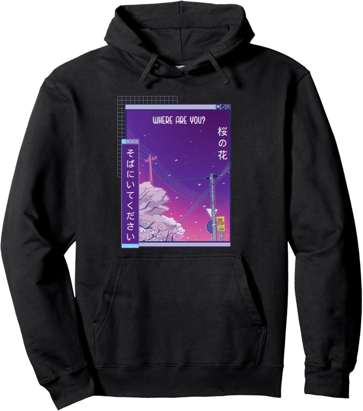 Japanese aesthetic streetwear Korea Aesthetic Vaporwave Pullover Hoodie