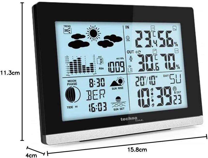 Technoline edel und modern die WS6762 moderne Wetterstation, schwarz Hochglanz WS6762 schwarz