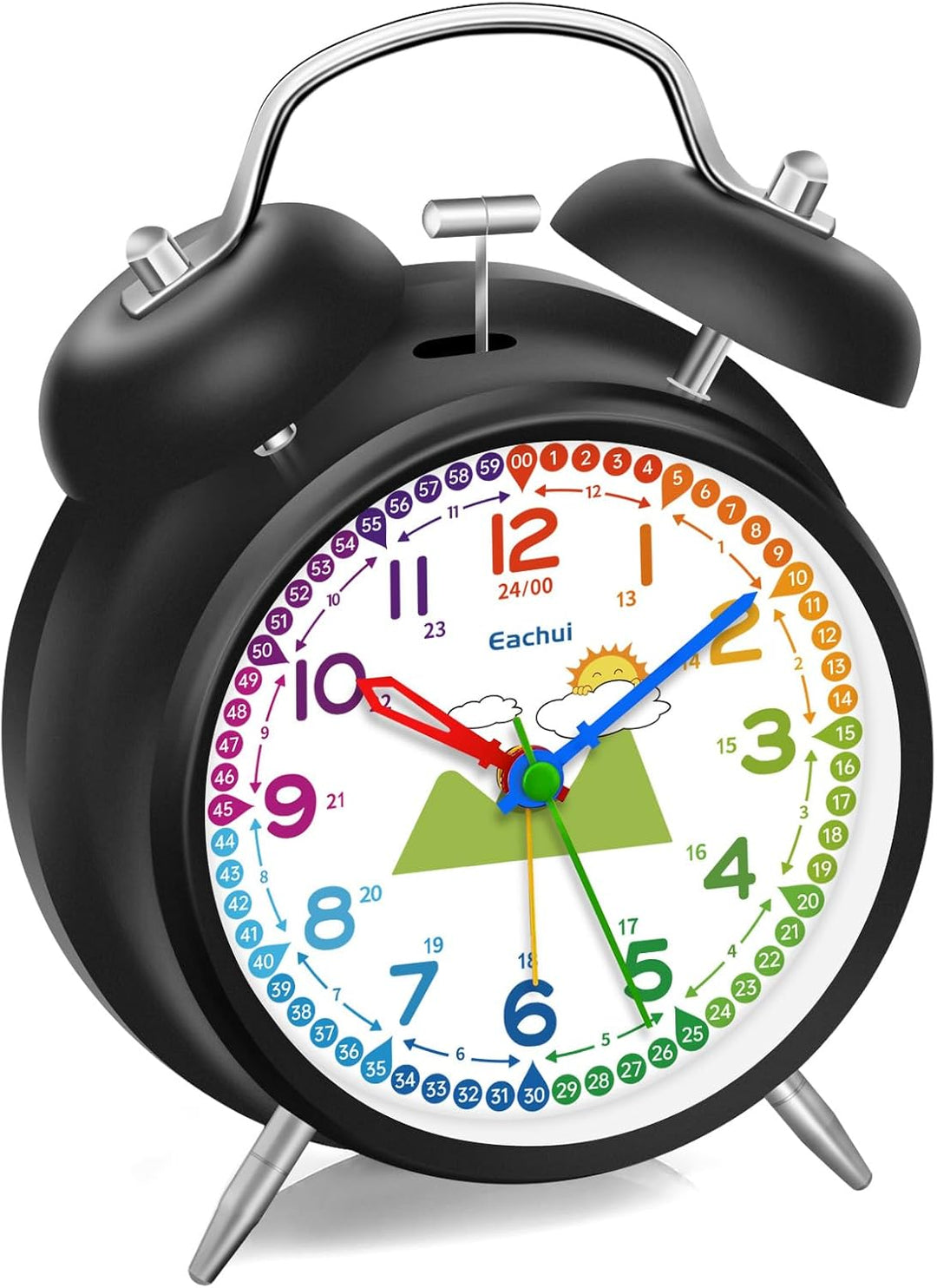 Doppelglockenwecker mit Nachtlicht, analoger Wecker für Kinder ohne Ticken, lauter Alarm, geräuschlo