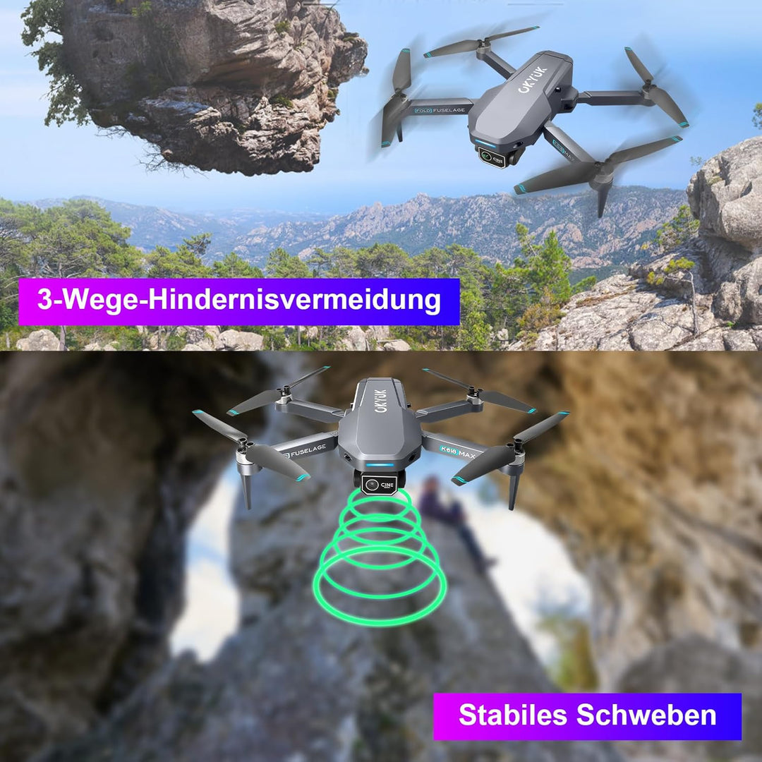OKYUK K618 MAX Drohne mit Kamera 4K,270°Hindernisvermeidungs Drone Quadcopter mit FPV WiFi Übertragu