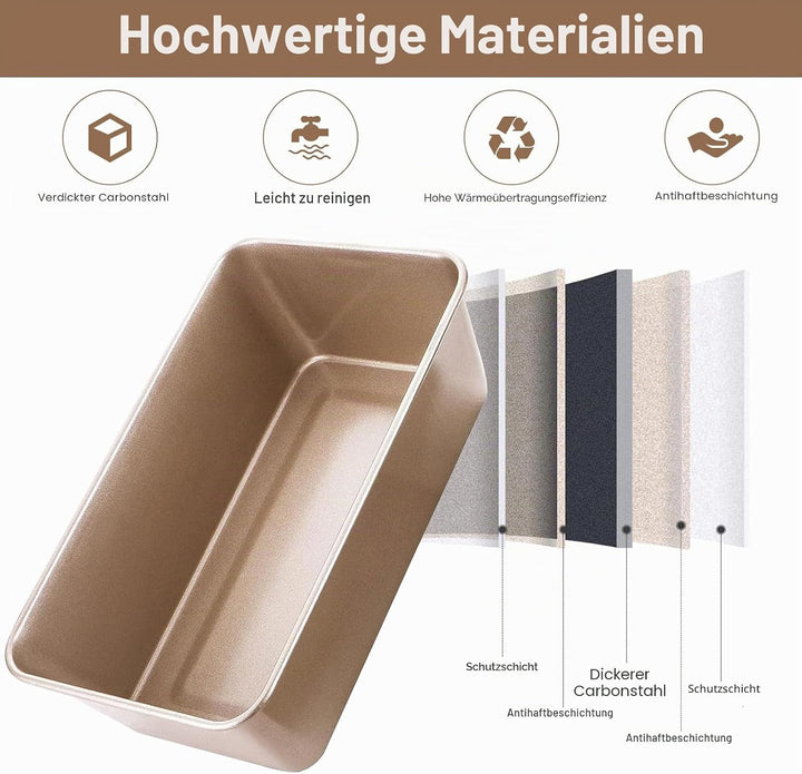 Generisch Brotbackform, Kastenform Brot, 2-in-1 Fleischpastetenform mit Ablaufrost, Backform Rechtec