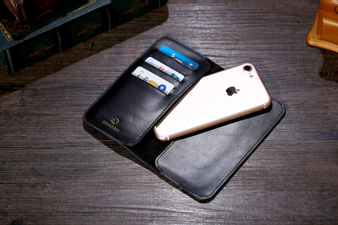 Cronus & Rhea - Smartphone Geldbörse aus Leder - Modell: Cerberus - Mit Geschenkbox - Geldbeutel Hül