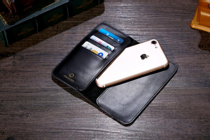 Cronus & Rhea - Smartphone Geldbörse aus Leder - Modell: Cerberus - Mit Geschenkbox - Geldbeutel Hül