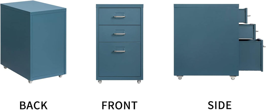 HollyHOME Mobiler Aktenschrank mit 3 Schubladen, rollbarer Aktenordner unter dem Schreibtisch, Aufbe