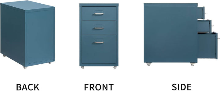 HollyHOME Mobiler Aktenschrank mit 3 Schubladen, rollbarer Aktenordner unter dem Schreibtisch, Aufbe