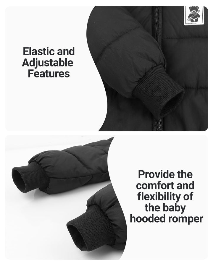 Baby Winter Overall mit Kapuze, Strampler Schneeanzug Jungen Mädchen Langarm Jumpsuit Warm Outfits G