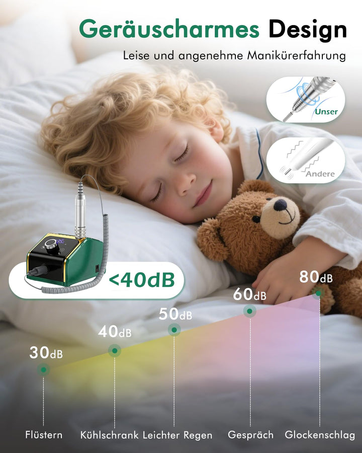 CozyZen Elektrische Nagelfräsmaschine 35.000 U/min Profi-Set | Mit LCD-Display, Hand- & Fusspedal, l