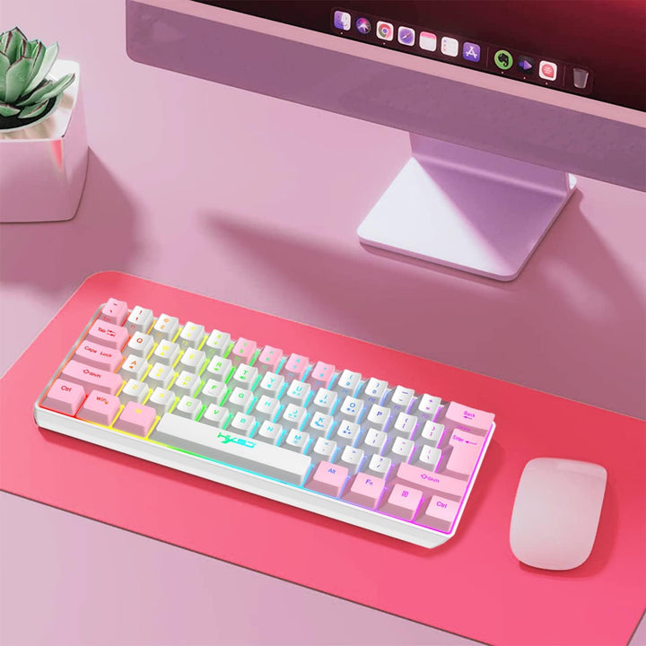 60 % kabelgebundene RGB-Gaming-Tastatur 61 Tasten tragbare Tastatur mit 11 RGB-Licht, schwimmende AB