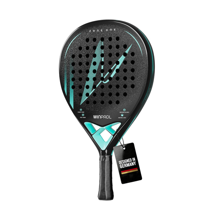Padelschläger Zone One aus Carbonfaser - 100% Carbon-Rahmen, Soft-Eva-Kern, 365 g, Tropfenform, raue