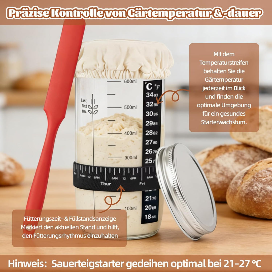 Gärkörbchen Für Sauerteig Starter Set, 23-teilig Gärkorb Brot Set, 25cm & 23cm Rattan Brotbackset, B