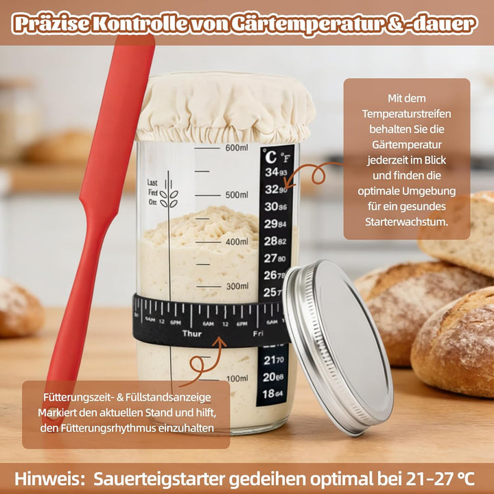 Gärkörbchen Für Sauerteig Starter Set, 23-teilig Gärkorb Brot Set, 25cm & 23cm Rattan Brotbackset, B