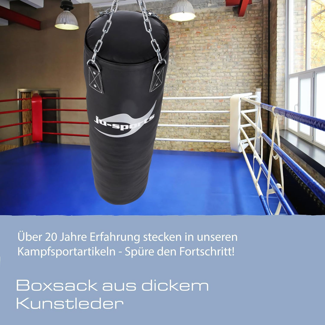 Ju-Sports Boxsack hängend Ø 35cm I Sandsack Kunstleder ungefüllt für das Box Training I Sehr stabil