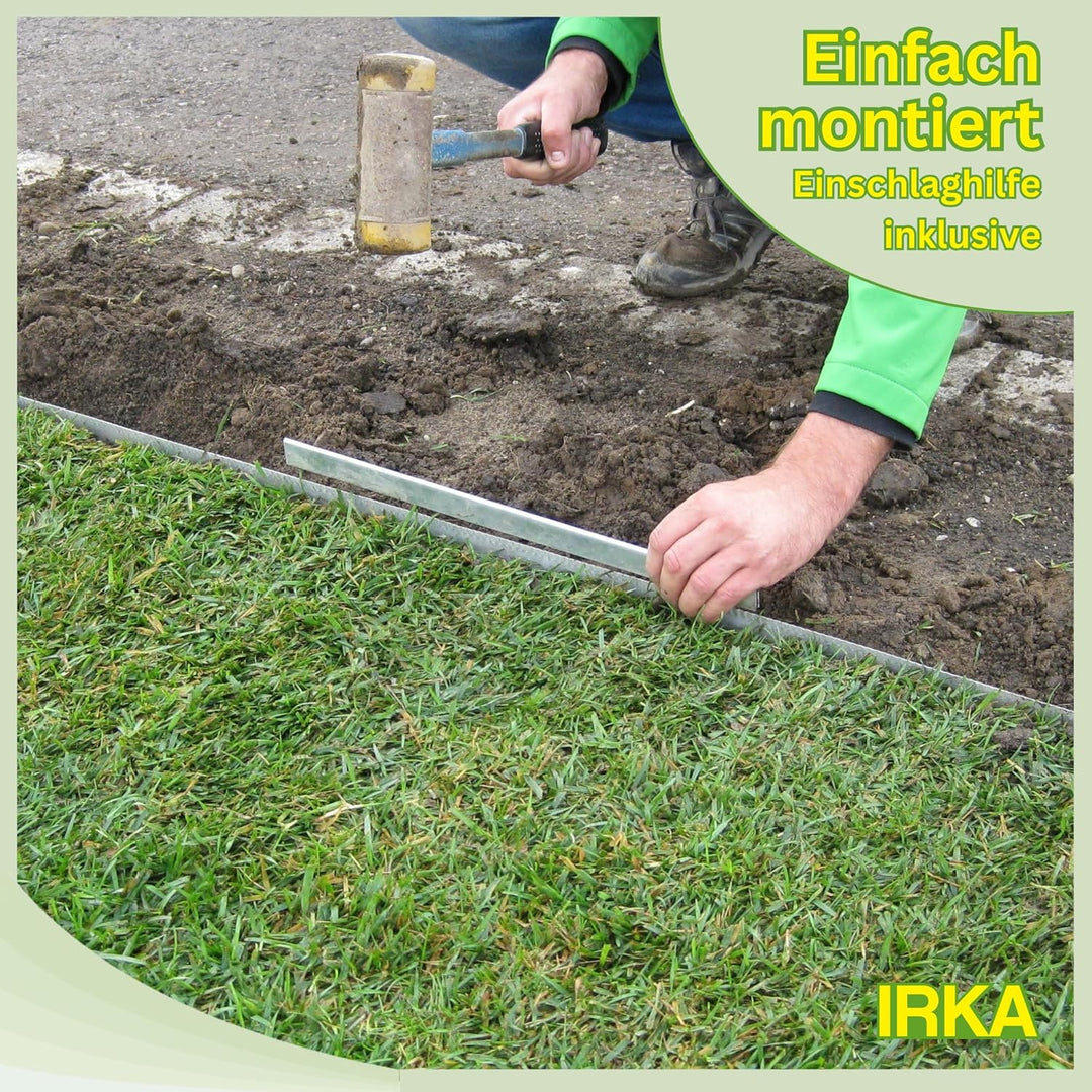 IRKA Rasenkantenband Cortenstahl Garten 25cm x 10m x 1mm | Cortenstahl Rasenkante Rost mit Versteifu