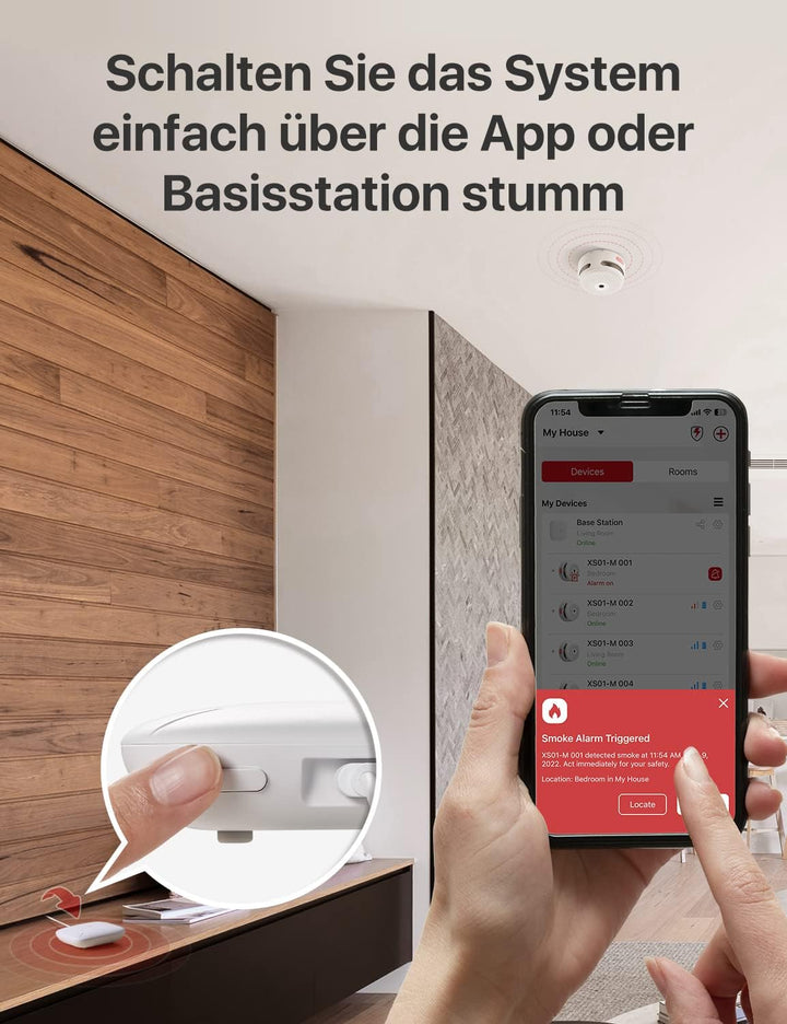 X-Sense Smart Home-Basisstation – Kompaktes Design, erfordert 2,4-GHz-WLAN, mit 2-in-1-Taste für Stu